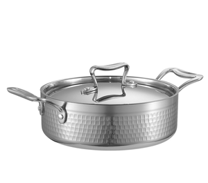 DFK01 Fournitures hôtelières et de restauration : Marmite de service en acier inoxydable à double paroi, design martelé, avec poignées - Product Image 2