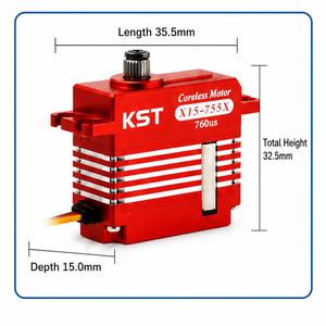 Attuatore Premium KST X15-755X <span class=keywords><strong>10</strong></span>.2kgcm 0.04s 60 Gradi 760us 560Hz DC 6.0V-8.4V Ingranaggi in Lega di Alluminio Servo Brushless Universale - Product Image 5