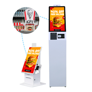 ตู้คีออสก์ระบบสัมผัสขนาด 21.5 27 32 นิ้ว สำหรับจัดการคิวและชำระเงินด้วยตนเอง พร้อมเครื่องพิมพ์ในตัว รองรับการสแกนคิวอาร์โค้ด และขาตั้งแบบปรับแต่งได้ - Product Image 1