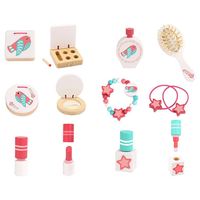 2024 nuevo diseño rosa conjunto de juguete de tocador de maquillaje de madera para niñas