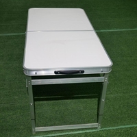 Table de camping pliable FANYUE 120*60*53cm blanche, en alliage d'aluminium et MDF, portable, durable, réglable et pliable pour le rangement