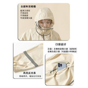 Impermeable Infantil Yafang de Primavera, Color Azul Marino, con Compartimento para Mochila, Estilo Poncho - Product Image 4