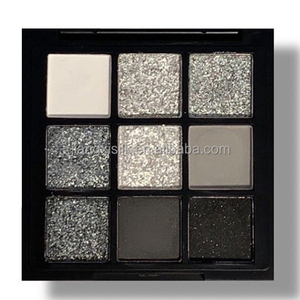 Logo personalizzato Ombretto a 9 colori con tonalità di pelle chiara nero bianco metallizzato perlescente ombretto secco con finitura Glitter - Product Image 1