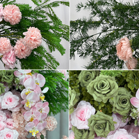 Fleurs artificielles rose poudré associées à un ensemble d'arche de plantes vertes, décoration de fond de mariage, accessoires floraux