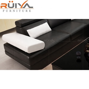 <span class=keywords><strong>Nero</strong></span> doppio chaise salotto sezionale divano in pelle salotto moderno - Product Image 2