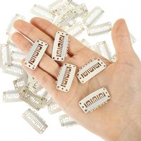 50 pinces à cheveux en métal en forme de U à 6 dents, petits peignes pour perruques, accessoires pour extensions de cheveux DIY pour femmes (Beige)