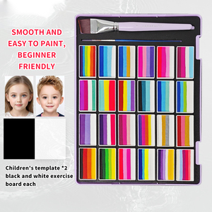 24-Color Gradient <strong>Face</strong> <strong>Paint</strong> <strong>Kit</strong> with Brushes &amp; Templates Non-Toxic Kid-Safe for EU US body painting supplies - Product Image 1