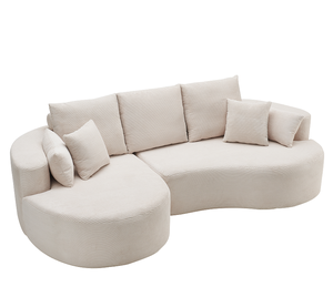 106 In. Ensemble de canapé sectionnel incurvé en tissu, 2 pièces, moderne et inclinable, avec chaise longue, pour villa, salon, chambre, appartement - Gris - Product Image 2