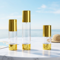 Botol Pompa Airless Isi Ulang Plastik Mewah 15ml 30ml 50ml Warna Emas untuk Perawatan Kulit, Lotion Tubuh, Foundation, Krim Mata, Cocok untuk Perjalanan