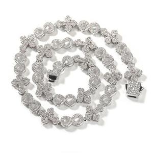 Gioielli Hip Hop all'ingrosso placcato oro catena croce di diamanti 8-a forma di collane infiniti ghiacciato 10mm maglia cubana braccialetti a catena - Product Image 2