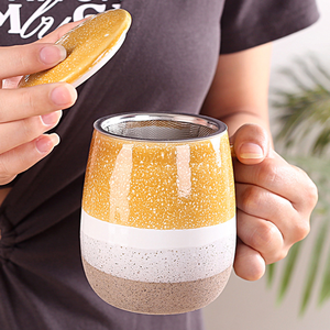 Tasse à café et thé en céramique <span class=keywords><strong>de</strong></span> bureau à revêtement <span class=keywords><strong>de</strong></span> couleur avec logo personnalisé OEM personnalisable <span class=keywords><strong>de</strong></span> 12 oz avec infuseur et couvercle - Product Image 6