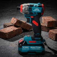 MAXTON Perceuse à percussion sans fil 20V rechargeable, moteur sans balais, couple max. 220 N.m, batterie Li-ion, pour usage domestique et professionnel