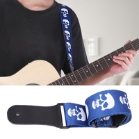Sangle de guitare acoustique, électrique, basse, ukulélé, réglable, motif crâne, en cuir