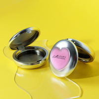 Étui compact pour poudre et blush, design cœur mignon, vide, avec miroir et houppette