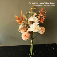 Dekorasi Meja Makan Pernikahan Pesta Pengantin, Bunga Plastik Dandelion Peony Hydrangea, Buket Bunga Buatan