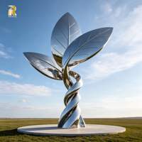 Sculpture d'arbre en forme de feuille d'érable en acier inoxydable sur mesure RELONG pour l'aménagement paysager des parcs publics extérieurs