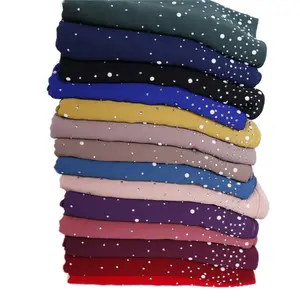 Ngọc Trai Phổ Biến Rhinestone Dubai Hồi Giáo Khăn Voan Voile Hijab Cho Phụ Nữ