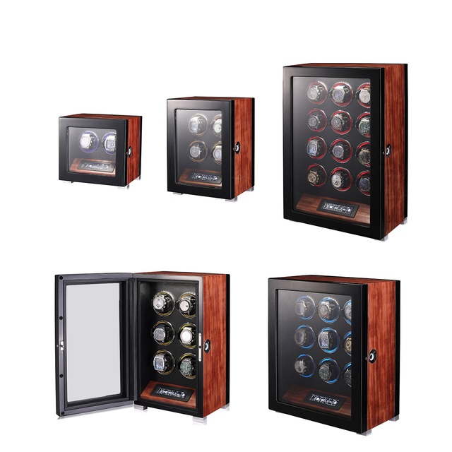 Upgraded Luxury Wood Watch Winder 2 4 6 9 12 Watches Box Fingerprint Unlock Japanese Mabuchi Motor Automatic Winding Rotation
