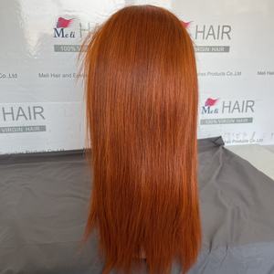 Perruque frontale 13x4 de haute qualité, transparente, avec cheveux de bébé, sans colle, en cheveux humains brésiliens Remy, densité 180%, couleur gingembre orange noir - Product Image 6