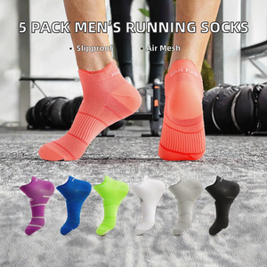 5 Packs Men's <b>Running</b> Ankle <b>Socks</b>-Anti-slip Breathable Knitted Mesh Summer Athletic <b>Socks</b> for Men - Product Image 2