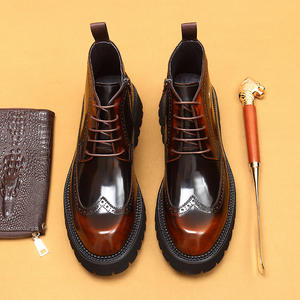 Botas de cuero genuino lavado vintage Goodyear hechas a mano para hombre, estilo británico de caña baja, impermeables y con cordones, las más vendidas. - Product Image 2