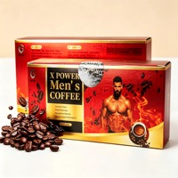 Café noir instantané à l'extrait de maca biologique pour hommes, complément alimentaire sain à base d'herbes avec Epimedium, Ginseng, Maca-Man X Power Coffee