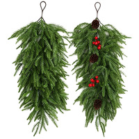 Guirlande décorative de haute qualité en aiguilles de pin artificielles, sans éclairage, pour mariage, porte, Noël, Nouvel An, décoration de la maison
