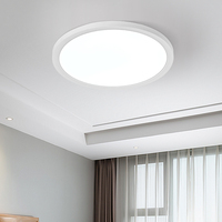 Lampu langit-langit ultra-tipis, 15W 18W 24W 32W 40W desain bulat dasar plastik untuk balkon dapur kamar mandi