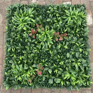 Painel de plástico artificial de alta qualidade com 1m, folhagem, sebes, plantas de grama, rolo verde para exterior, painéis de buxo, parede