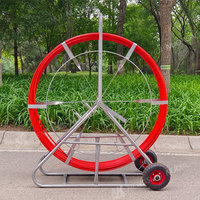 Ruban de pêche en fibre de verre tiges de câble ruban de poisson conduit Rodder extracteur de fil avec cage et support de roue