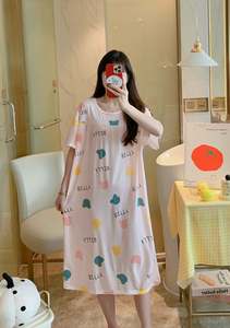 Camicia da Notte Morbida da Donna, Estiva con Stampa Floreale, Abbigliamento da Notte Ampio, <span class=keywords><strong>Pigiama</strong></span> Casual da Donna, Vestito da Notte Leggero a Maniche Corte - Product Image 4