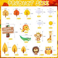 Herbstlicher Waldtier-Kuchenaufsatz-Set aus Filz: Löwe, Affe, Giraffe, Eule, Alligator, Baum, Wolke, Sonne – Happy Birthday & Babyparty-Zubehör