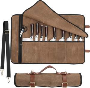 Étui de rangement pliable pour couteaux en toile avec logo personnalisé, échantillon gratuit, sac à outils à 4 emplacements, sac à couteaux de chef portable - Product Image 3