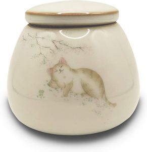 Urna per Ceneri di Gatti e Cani di Piccola Taglia, <span class=keywords><strong>in</strong></span> Ceramica, con Lavorazione Artigianale a Effetto Craquelé, Strato Interno, Regalo Commemorativo per Animali Domestici - Product Image 1