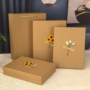 Eco-Friendly Kraft Paper Rigid Gift Box Square Box Design Matt <b>Lamination</b> Custom Design Handmade Art Sticker Top Bottom Lid - Product Image 3