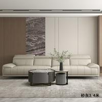 Ensemble de canapé sectionnel moderne en cuir noir, 3 places, fauteuil, ottoman, structure métallique, meubles modulaires pour salon, OEM ODM