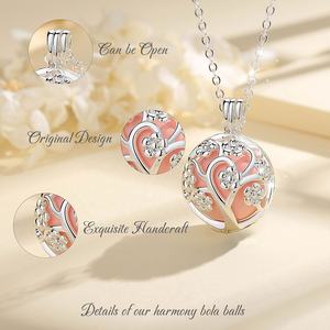 Collar Isunni de Plata de Ley con Colgante de Flor y Bola de Armonía, para Mujer/Unisex, Ideal para Aniversario - Product Image 2