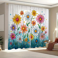Rideaux à motifs floraux élégants bleus et roses, imprimés de fleurs de printemps, rideaux transparents naturels en mousseline pour chambre à coucher