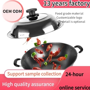 <span class=keywords><strong>Wok</strong></span> de Chef chinois en fonte antirouille, poêle à frire 40 Cm à Double poignée - Product Image 6