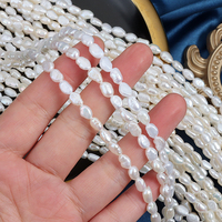 Perles baroques à double lustre, trou droit, 4,5-5 mm, perles d'eau douce naturelles irrégulières sans noyau, brin DIY, 36-37 cm de longueur