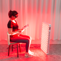 Panneau de luminothérapie rouge sur pied, 8 longueurs d'onde, écran tactile, télécommande, usage domestique, soulagement de la douleur NIR, prise US, 360 LED