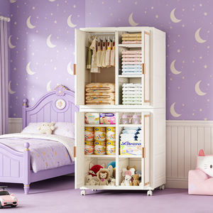 ตู้เสื้อผ้าพลาสติกพับได้แบบพกพาพร้อมล้อ ราวแขวน และตู้เก็บของแบบพับได้สำหรับห้องนอน - Product Image 6