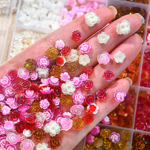 24 Adornos Románticos para <span class=keywords><strong>Uñas</strong></span> <span class=keywords><strong>con</strong></span> Forma de Rosa, Decoraciones 3D de Resina Multicolor <span class=keywords><strong>con</strong></span> Purpurina Dorada para <span class=keywords><strong>Uñas</strong></span> de Boda - Product Image 3