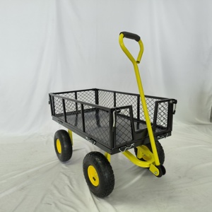 Heavy Duty 500 Lbs Capacity Wagon <strong>Cart</strong> With Removable Mesh Sides Convert Flatbed Farm Yard Garden Steel Mesh Garden <strong>Cart</strong> - Product Image 4