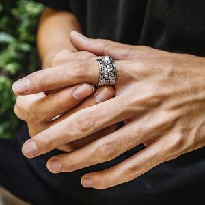 <b>Silver</b> Plated Copper <b>Adjustable</b> Chinese Feng Shui Lucky Wealth Pixiu <b>Ring</b> for Men's Open Size Six Characeer Truth Words <b>Ring</b> - Product Image 4