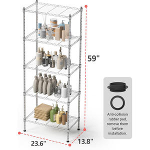 Unidad de <span class=keywords><strong>estantería</strong></span> de 5 niveles Estantes de almacenamiento estrechos Estantes de metal de alta resistencia para garaje Estantes de metal para cocina Restaurante <span class=keywords><strong>Despensa</strong></span> Lavandería Slvier - Product Image 2