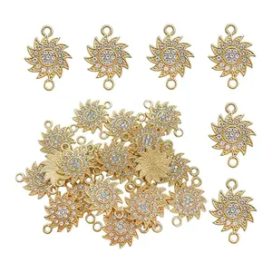 Rhinestone Sunflower Enamel Metal Charms Pendant for Earrings DIY Jewelry Making Necklace Bracelet Keychain Craft Findings