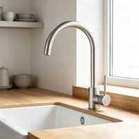 Robinet de cuisine moderne à poignée unique en acier inoxydable 304, robinet mélangeur pour évier, adapté aux hôtels et appartements