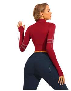 เสื้อแจ็กเก็ตออกกำลังกายแบบสวมศีรษะมีซิปของผู้หญิงเสื้อกีฬาวิ่งเสื้อเข้ารูปแขนยาวกำหนดเองได้1/4 - Product Image 2