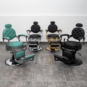 Sillón de Barbería Profesional de Alta Gama para Hombre, Totalmente Negro, Estilo Retro, Estructura Resistente, para Salón de Peluquería - Product Image 2